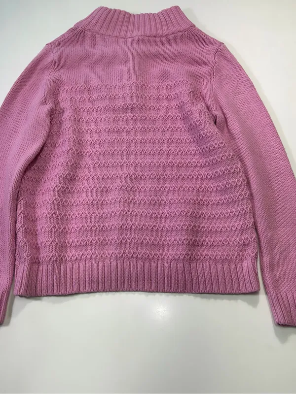 Talbots Cotton Wool Blend Rose Pink Buttoned V-Neck Textured Sweater Size Large - Image 8