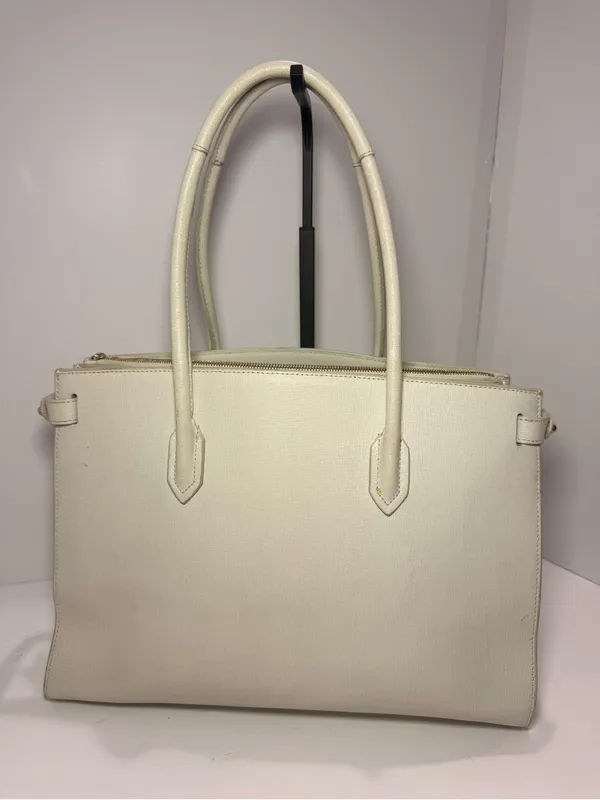 Furla Ivory Saffiano Leather Structured Tote Bag - Image 3