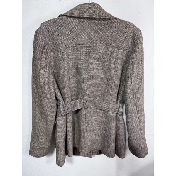 Merona Jacket Belted Herringbone Wool Blend Women's XXL Brown Tweed Workwear - Image 5