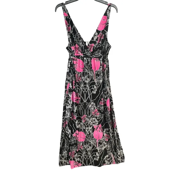 Ambrielle Y2K Pink Floral Maxi‎ Dress Empire Waist Open Back Tie Fairy Grunge M - Image 9