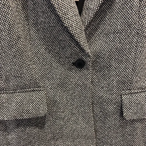 A New Day Womens Black White Tweed Puffed Shoulder Single Button Blazer Size 14 - Image 5
