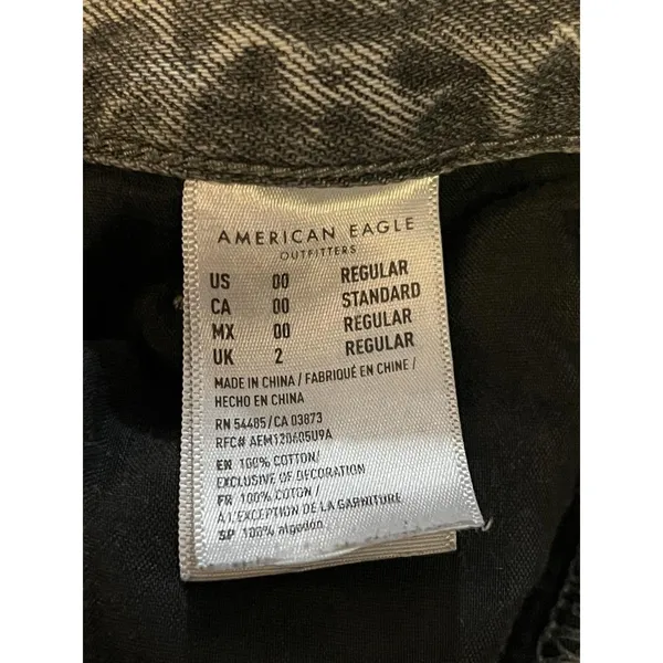 American Eagle Outfitters Mom Jeans Womens 00 Gray Acid Wash Distressed Denim - Image 9