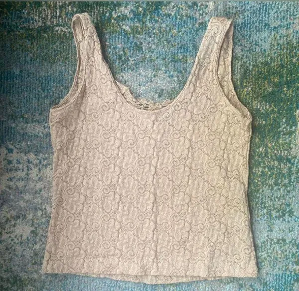 Vintage Lucie Ann II nude lace cami, size medium 36 - Image 4