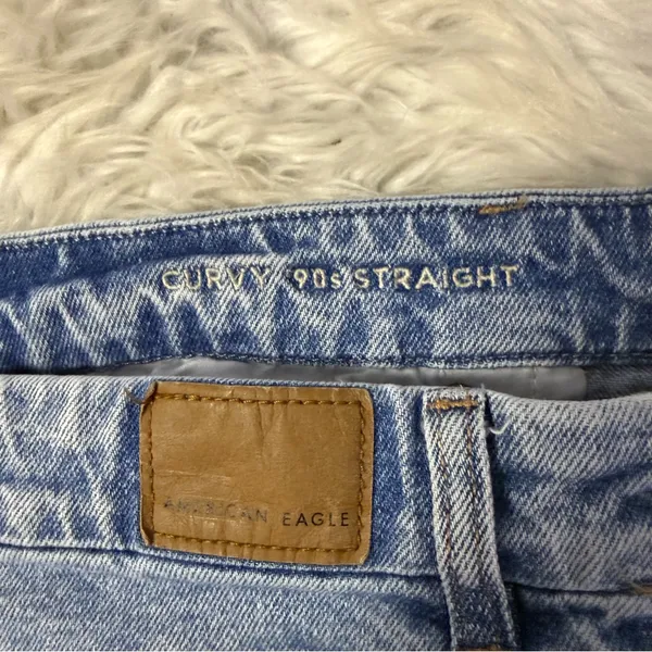 American Eagle Curvy 90s Straight Jeans Size 18 Regular Distressed Stretch - Image 4