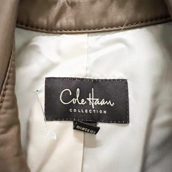 Cole Haan Collection Sateen Satin Double Breasted Collared Trench Coat Jacket 8 - Image 2