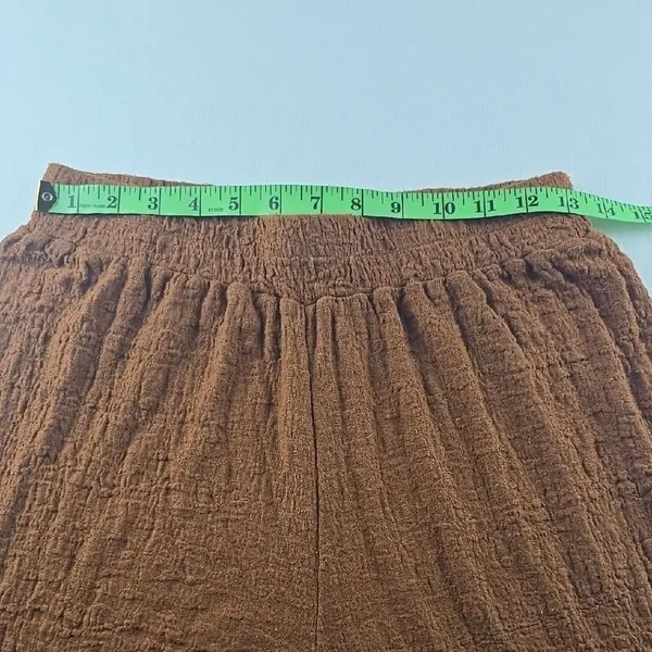 Mango Women's Clay Crinkle Effect High Rise Pull‎ On Wide Leg Pants Size Medium - Image 3