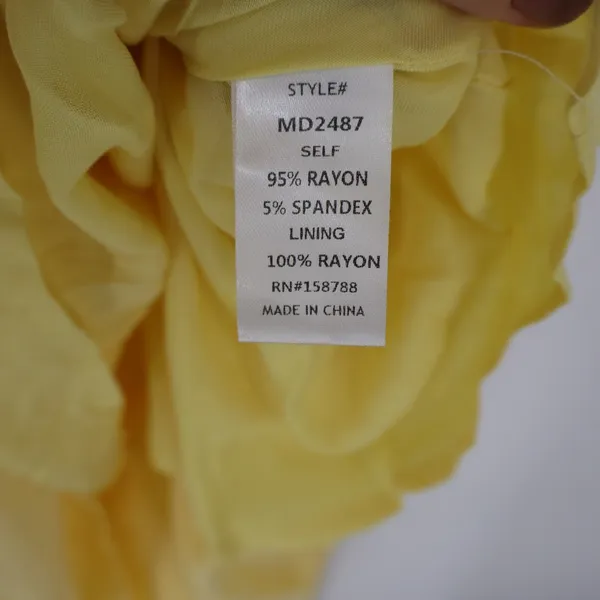 MABL Yellow Ruffle Strap Button Front Tiered Midi Dress Size M Size M - Image 3