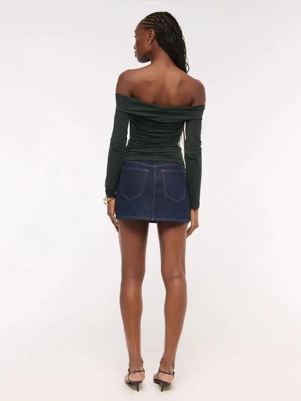 Abercrombie & Fitch Green Gold Hardware Off-the-Shoulder Modal-Blend Top Size XS - Image 2