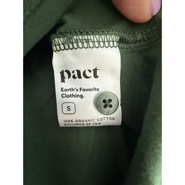 Pact Henley Top Womens Small Green 100% Organic Cotton Sustainable #YZ10-2 - Image 3