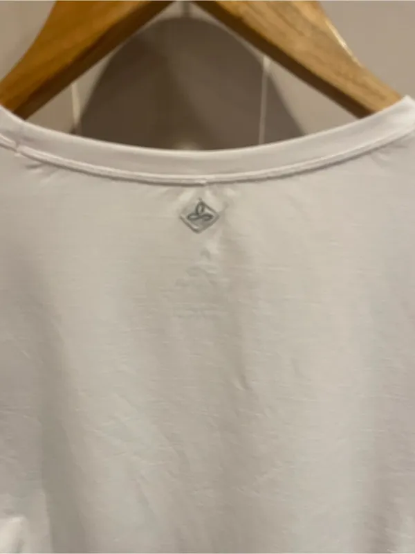 Cute creamy vanilla Prana stretch long sleeve outdoor hike yoga top mini pocket - Image 8