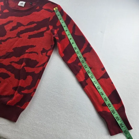 Cabi Camo Print‎ Sweater Crew Neck Long Sleeve Pullover Knit Top Red Size Medium - Image 10