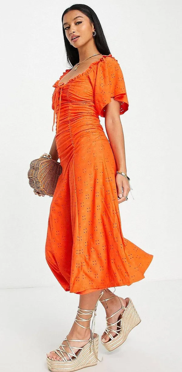 ASOS Orange Midi Dress - Image 4