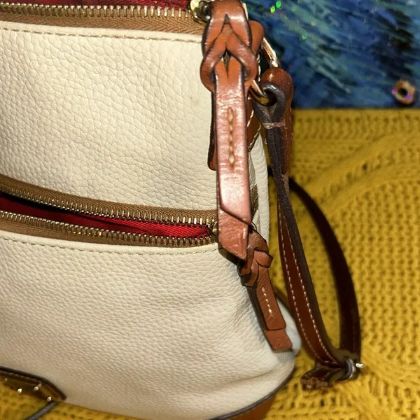 Dooney & Bourke Vintage Beige Pebbled Leather Crossbody - Image 16
