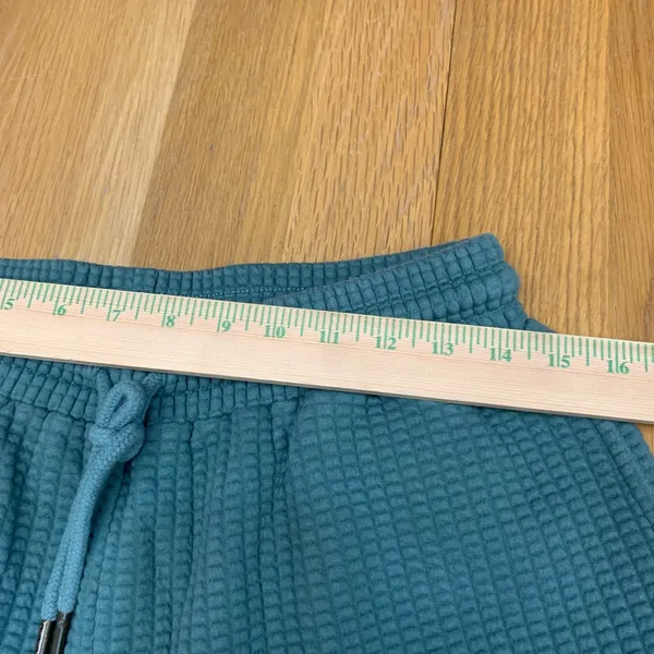 Love Fitness Women Large Teal‎ Green Waffle Knit Joggers Drawstring Lounge Pants - Image 2