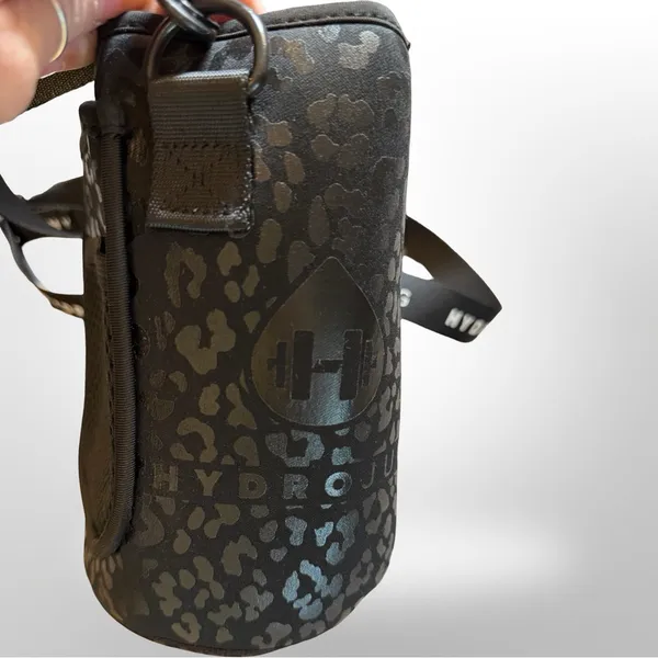 HydroJug OG Black Leopard Koozie Insulator Sleeve w/ Strap 🐆🖤💦 - Image 2