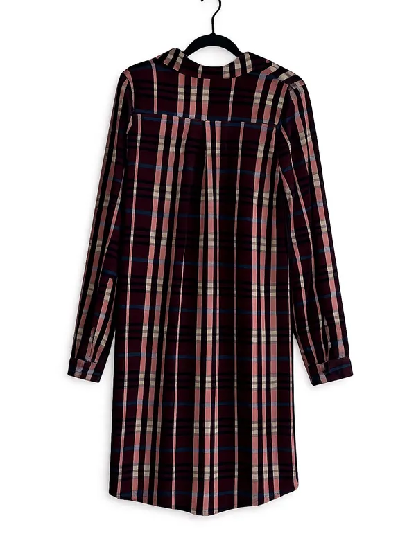 Cirana Plaid Shirt Mini Dress in Maroon Size Small New - Image 2