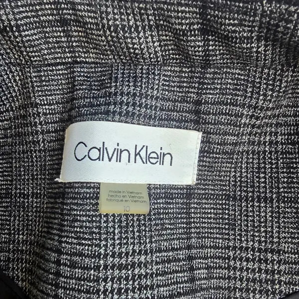 Calvin Klein‎ Womens Grey Glen Plaid Double Breasted Belted Trench Coat Size 10 - Image 4