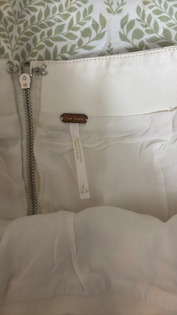 White Leather Skirt Free People Zip - Image 2