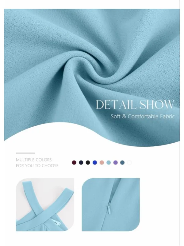NEW Blue Cocktail Formal Wedding Guest Halter Hi Low Dress XL - Image 7