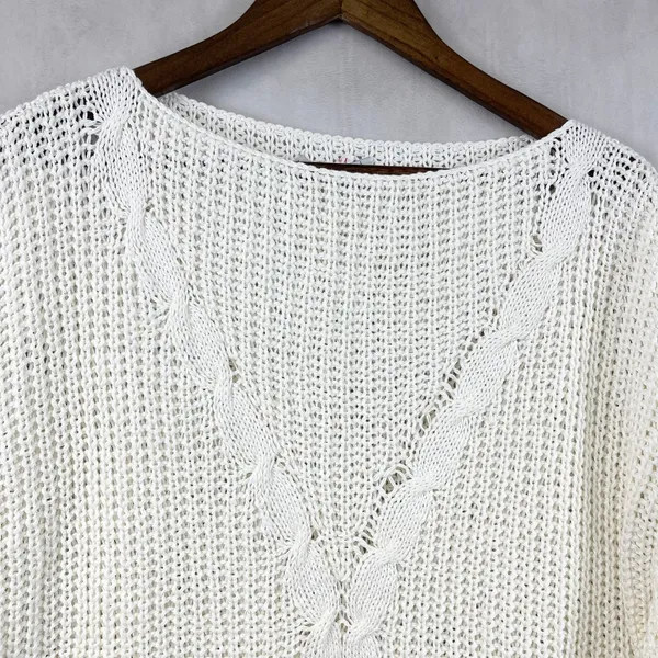 Cottagecore Handmade Womens Sweater L Retro Cable Knit Coastal Grandma Minimal‎ - Image 3