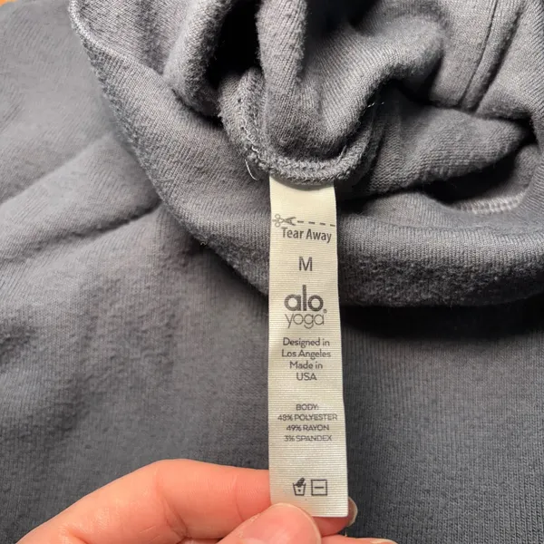 Alo Yoga Gray Wrap Back Turtleneck Long Sleeve Top Womens M Activewear Pilates - Image 2