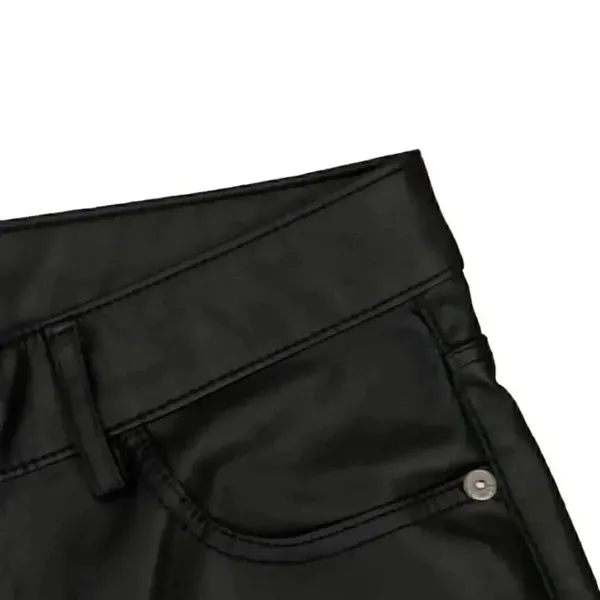 ZARA Faux Leather Pants Black High Waisted Straight Leg SZ 8 #1120 - Image 4