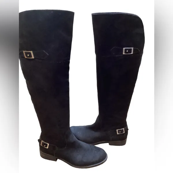 Suede over the knee boots. Black. Size 8 - Image 6