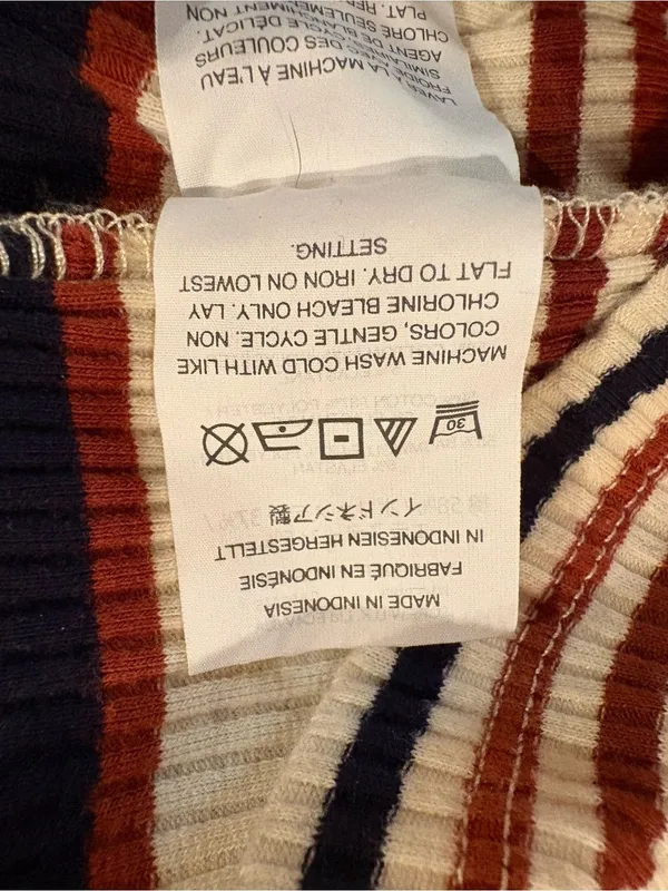 Madewell multi-color striped ribbed midi dress rust navy cream light blue Wmns L - Image 7