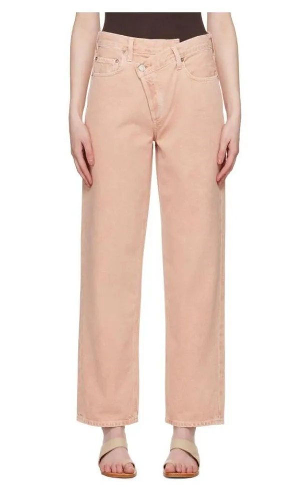 NWOT AGOLDE X FREE PEOPLE Pink Salt Criss-Cross Upsized Jeans - Image 2