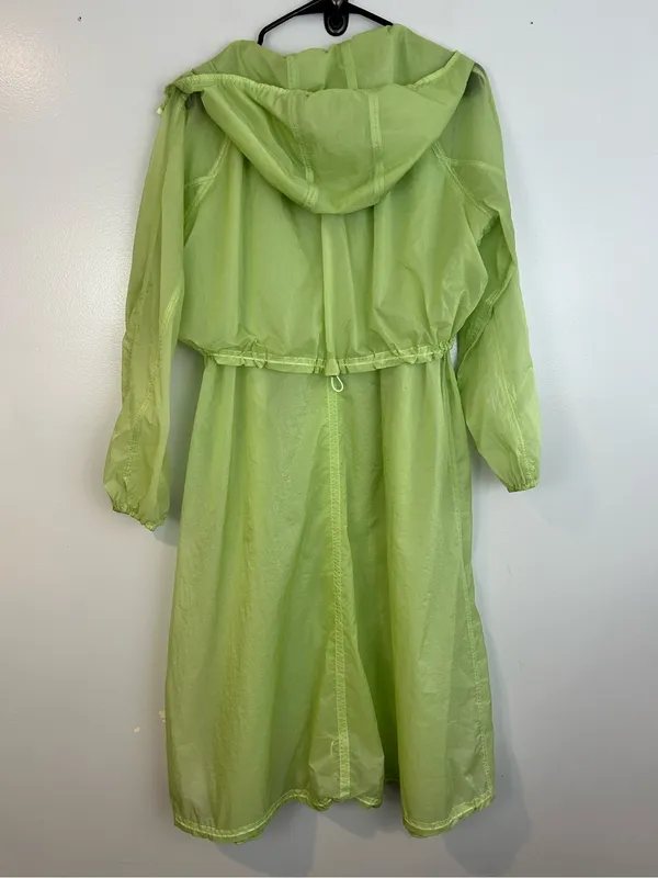 Athleta Skyline Anorak Lime Green Sheer Hooded Windbreaker Travel Jacket XXS - Image 7