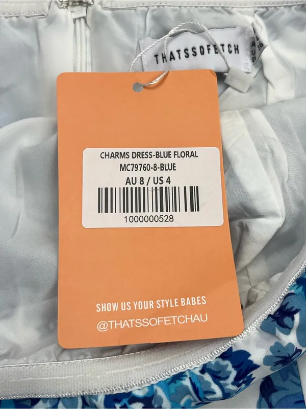 Thats So Fetch Charms Blue White Floral Strapless Mini Dress Womens Size 4 NEW - Image 4