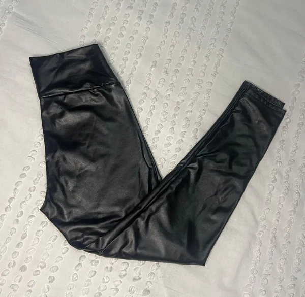 Black Faux Leather Leggings - Image 2