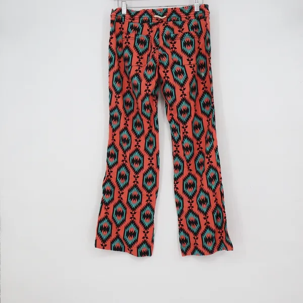 Orange Southwestern Diamond Print Lounge Pants Elastic Drawstring Waist O/S - Image 3