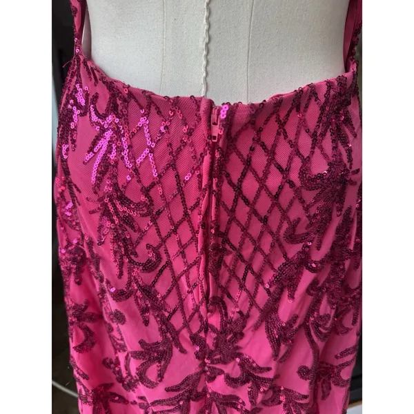 Crystal Sky Pink Sequin Mini Dress Women's L Sparkly Swiftie Spaghetti Strap NWT - Image 8