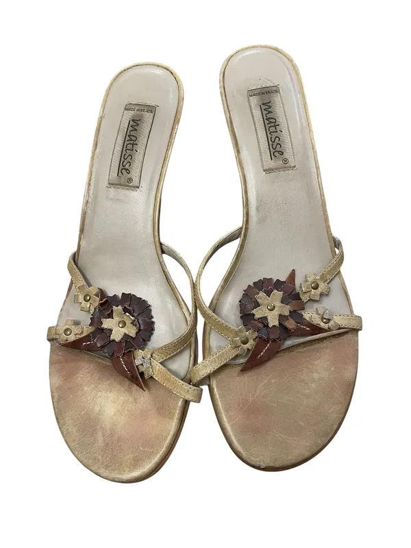 Vtg 90s Y2K Matisse Brown Multi Floral Strappy Kitten Heel Sandals - Image 2