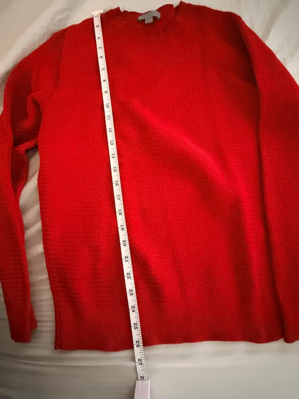 COS Red Textured Knit Crewneck Sweater M - Image 3
