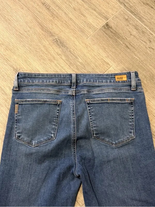 PAIGE Verdugo Ankle Jeans Women's Size 32 Blue Mid Rise Raw Hem Skinny - Image 7