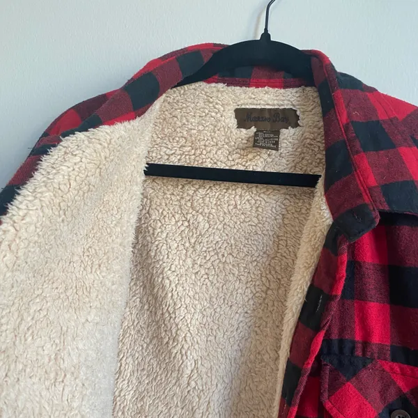 Plaid Sherpa Lined Flannel Jacket Red Size XXL - Image 2