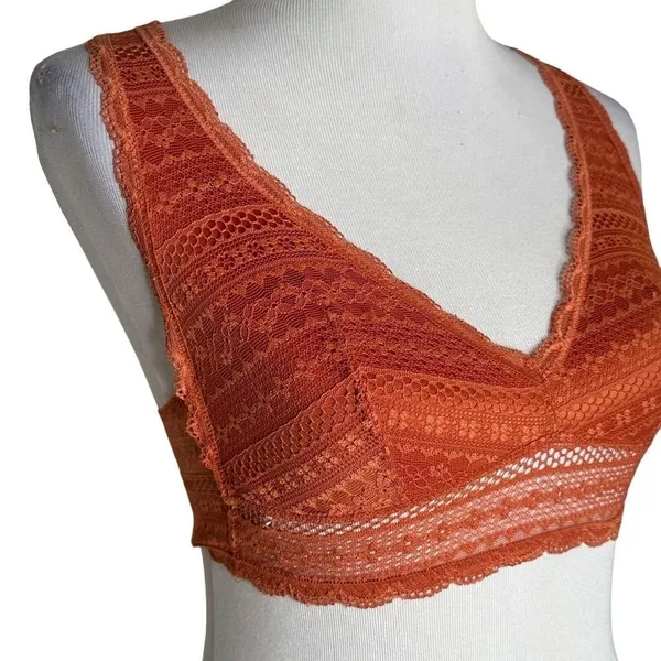 Victoria's Secret Floral Lace Racerback Bralette Size S Burnt Orange Loungewear - Image 4