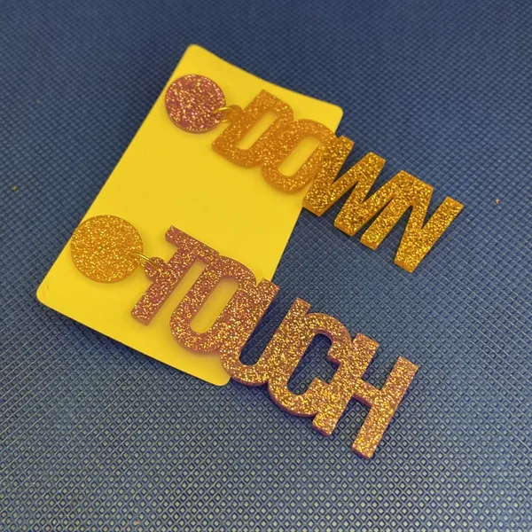 Fall GAME Football Season TOUCH DOWN Letter Dangle Earrings - Image 3