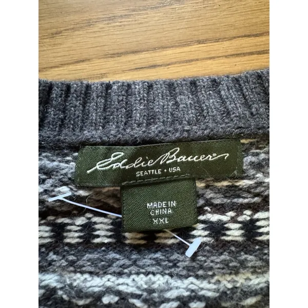 Eddie Bauer Women‎ Size XXL Button Wool Blend Knit Cardigan Sweater Fair Isle - Image 3