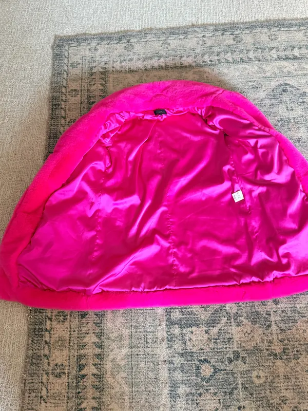 Majorelle Amora hot pink fuschia faux fur oversized coat S - Image 10