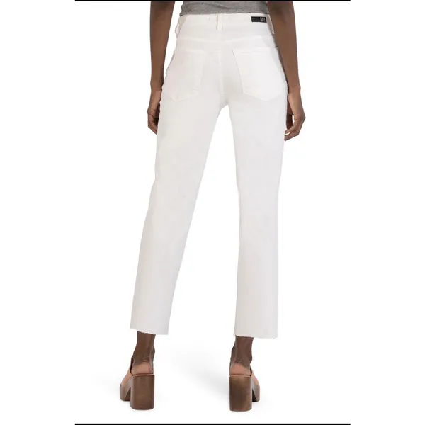 NWT KUT From The Kloth Rachael Fab Ab Mom Jeans Size 2 Optic White Raw Hem - Image 2