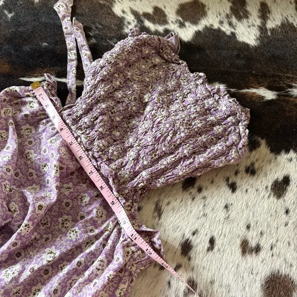 SEA‎ NEW YORK Ida Apron Dress Floral Open Back Midi Size Small Lavender Purple - Image 11