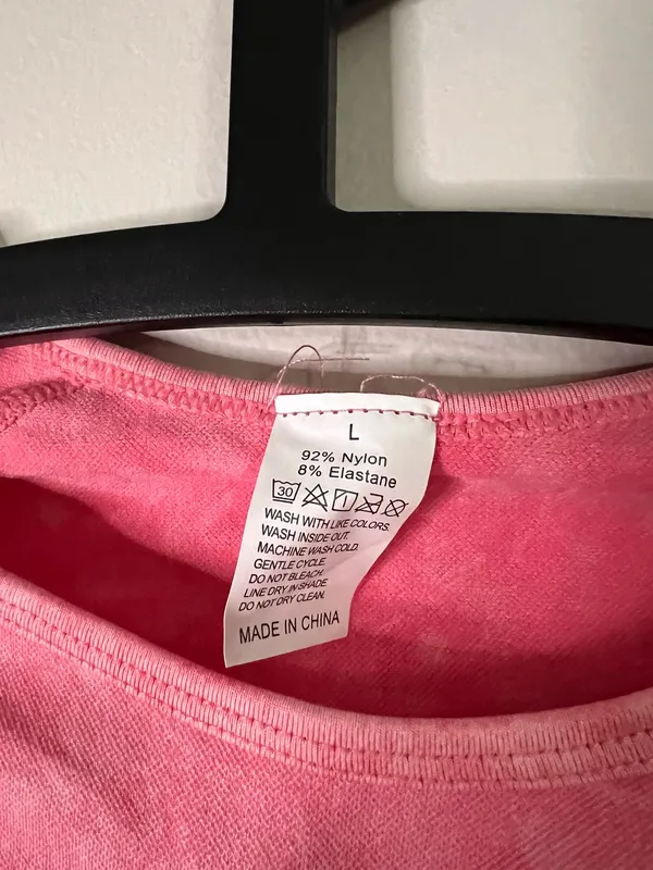 Women’s Pink Long Sleeve Crop Athletic Top Size L - Image 2