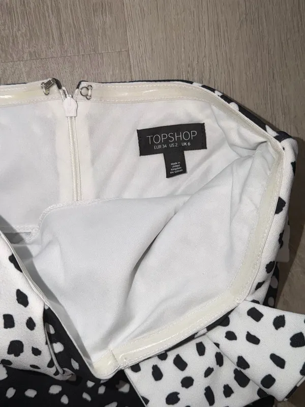 Topshop Black And White Polka Dot Strapless Dress - Image 4
