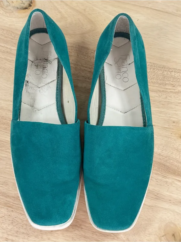 Franco Sarto Bonza Suede Slip On Loafers Flats Dark Teal Green Size 8 Casual - Image 4