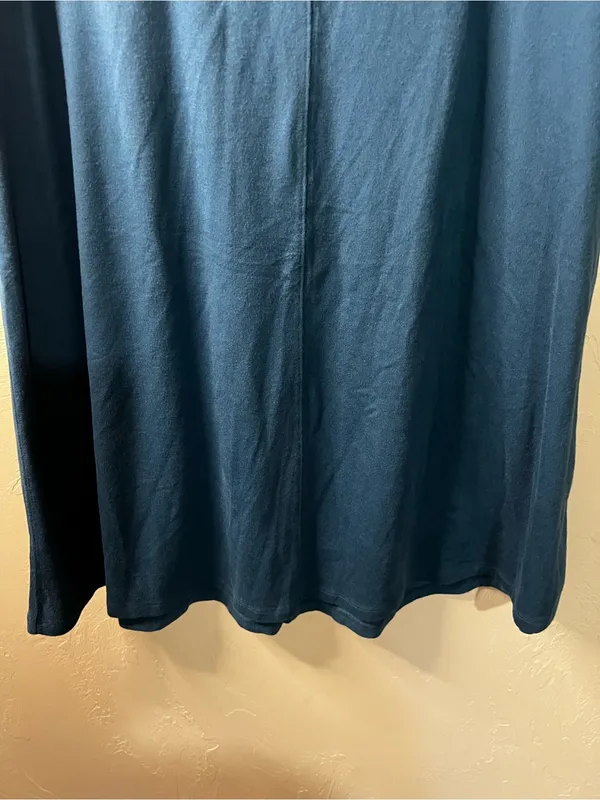 Athleta Anywhere A-Line Teal Fold Over Waist Pull On Travel Vacation Comfy Skirt - Image 4