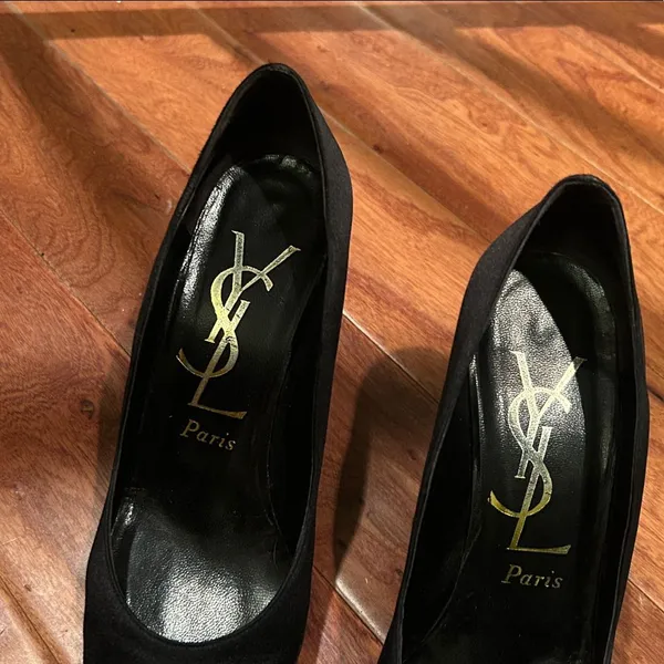 Authentic YSL Black Satin Heels Size 6.5 - Image 5