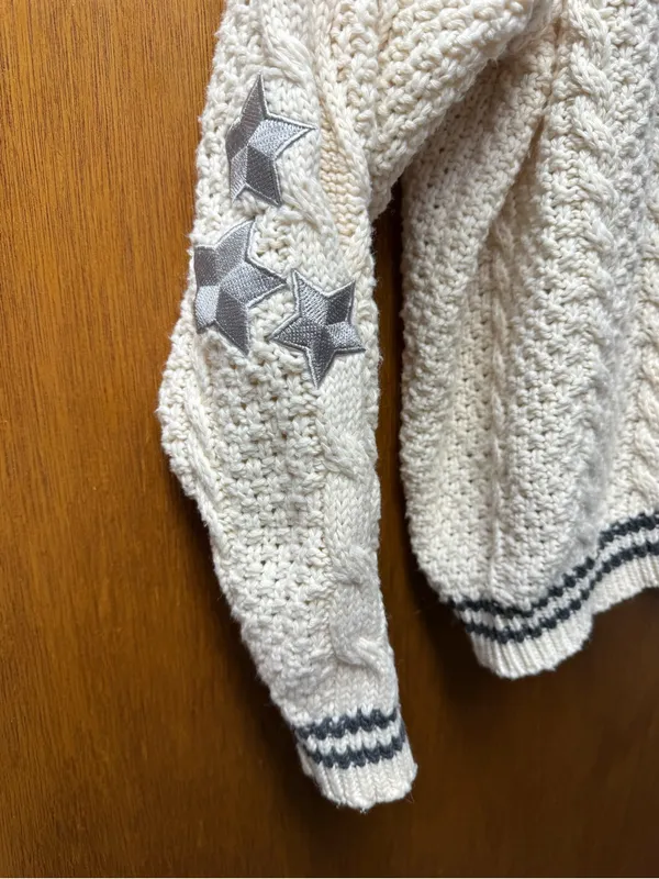 Taylor Swift Folklore Album Era Cable Knit V-Neck Button Cardigan Sweater MD/LG - Image 7